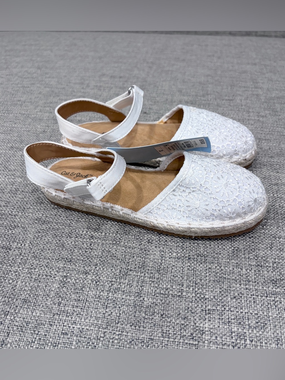 Cat & Jack White Lace Espadrille Wedge Sandals with Ankle Strap